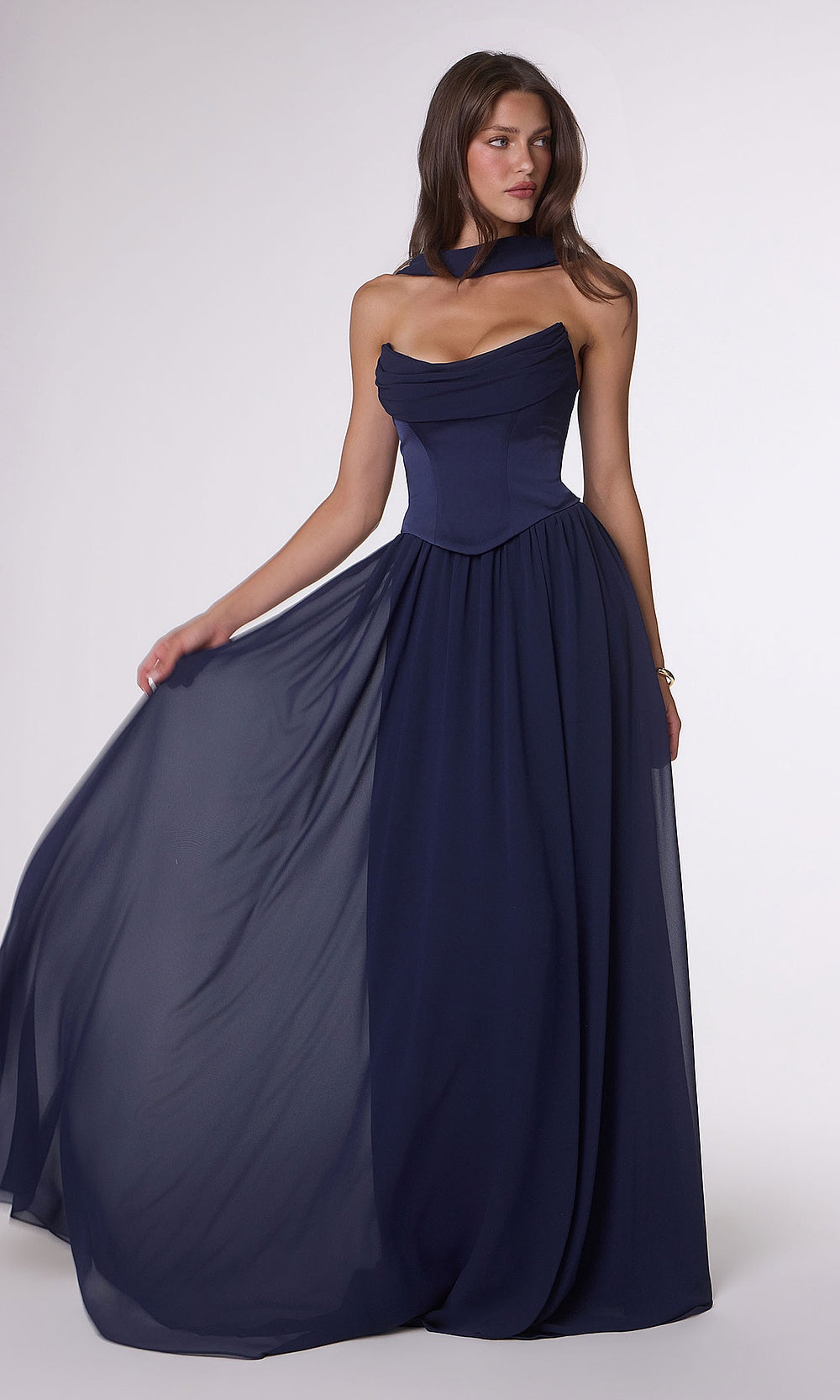 Amoris by Ladivine T741 Wedding Guest Gown – Strapless Corset Chiffon A-Line