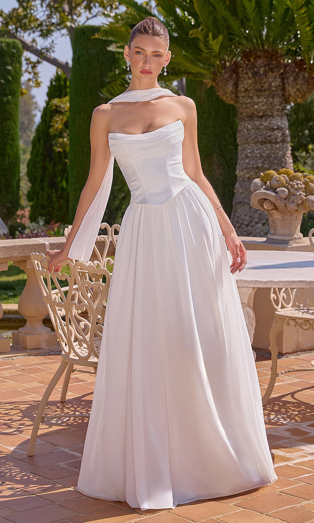 Amoris by Ladivine T741W Bridal Gown – Strapless Corset Chiffon A-Line