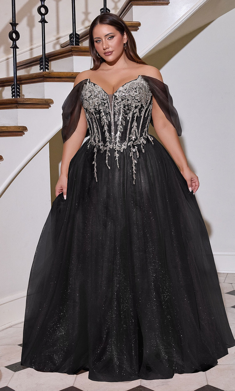 Ladivine CD721 Strapless Sequin Bodice Tulle Ball Gown