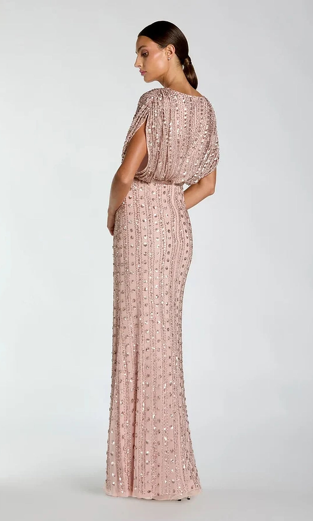 Mac Duggal 23081 Fully-Beaded V-Neck Empire Waist Long Sequin Gown