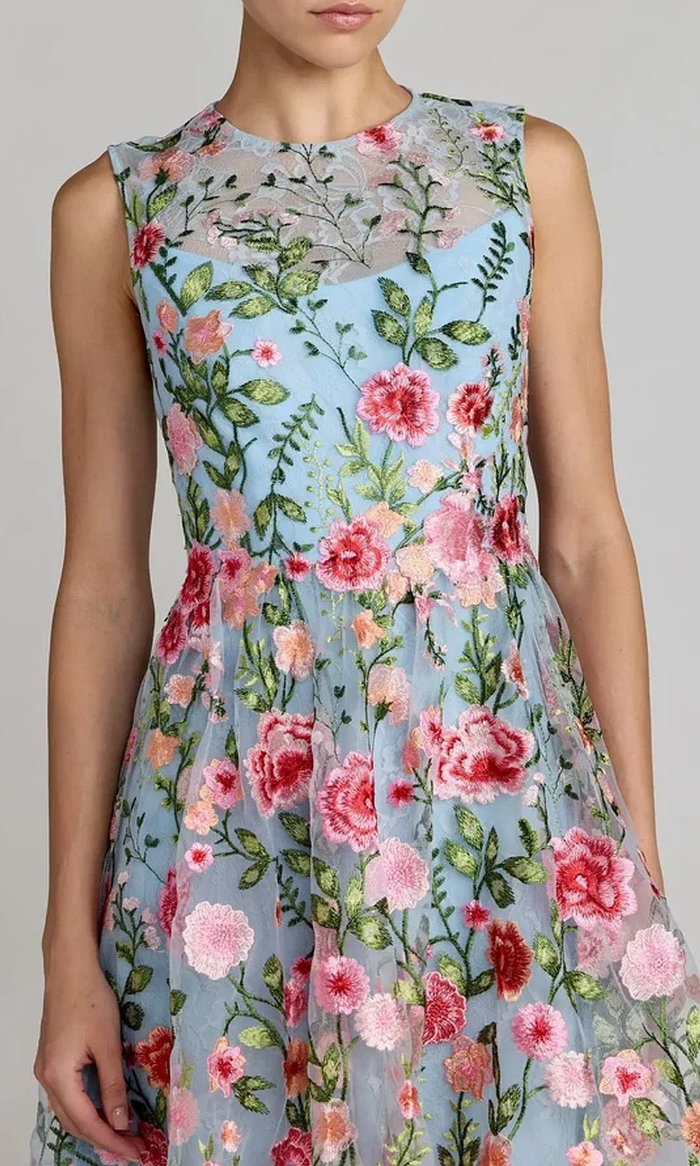 Mac Duggal 56409 Floral Embroidered Mesh Fit-and-Flare Short Dress