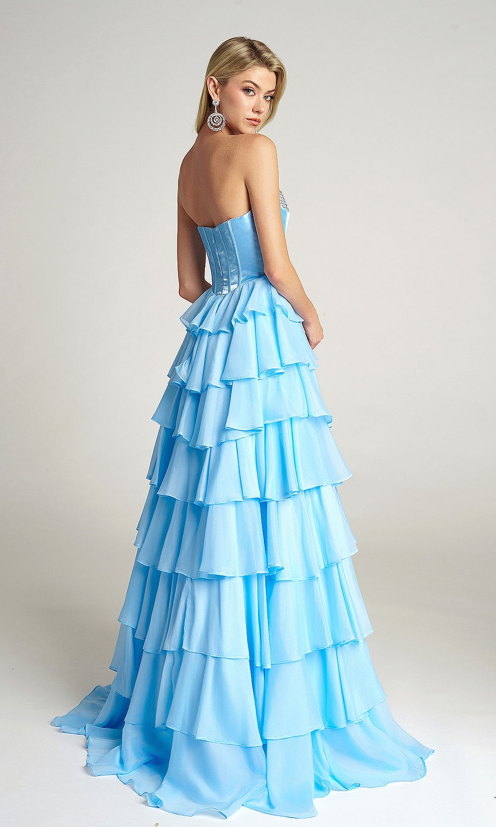 Portia and Scarlett PS26024 Strapless Sweetheart Corset Ballgown with Tiered Ruffle Skirt