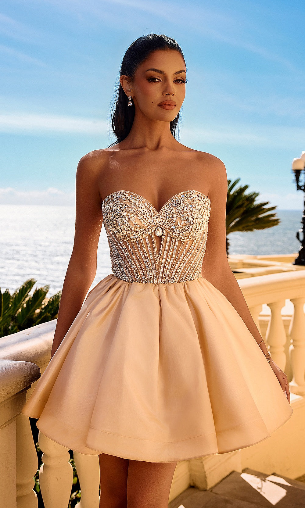 Portia and Scarlett PS26712 Short Dress Champagne - View 2