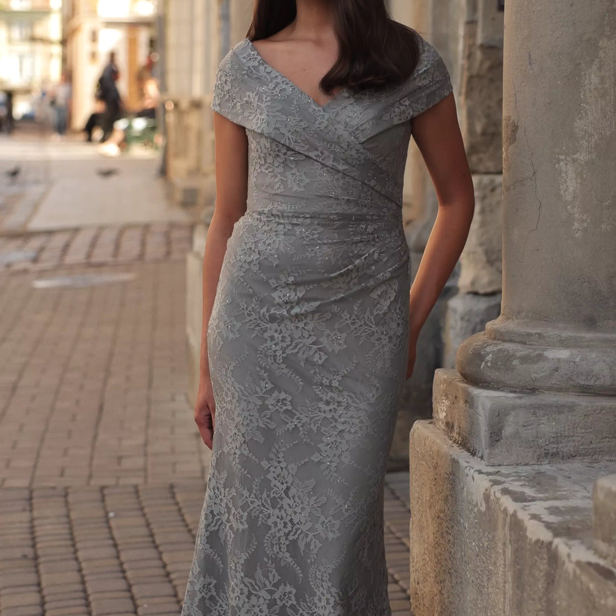 dusty blue cocktail dress Dusty Blue Draped Velvet Mother of Bride Dress With Shawl Dress Only / Floor Length