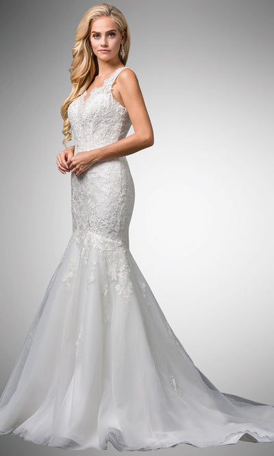 Dancing Queen - 86 Embroided Trumpet Bridal Gown In White