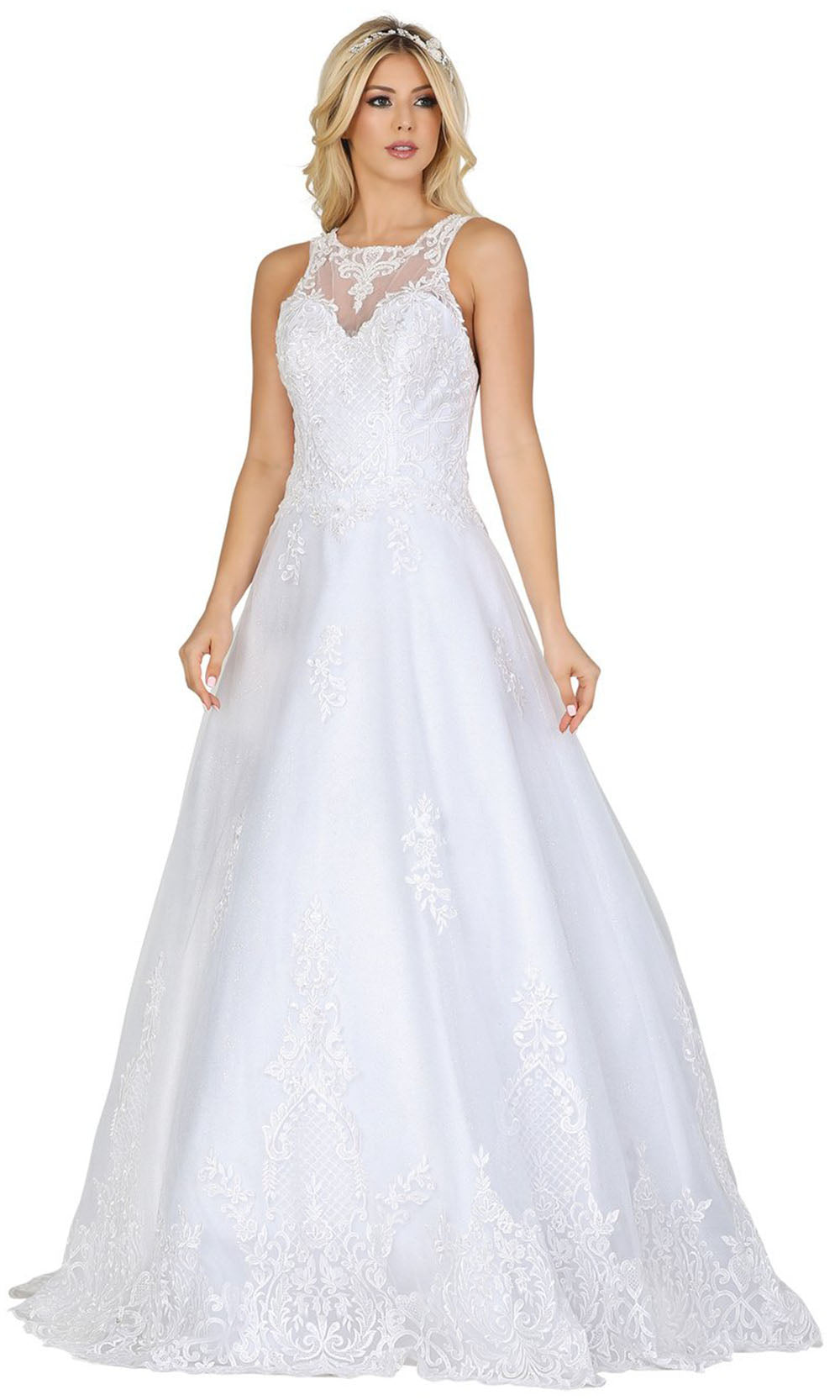 Dancing Queen - 133 Sleeveless Jewel Embroidered Gown In White