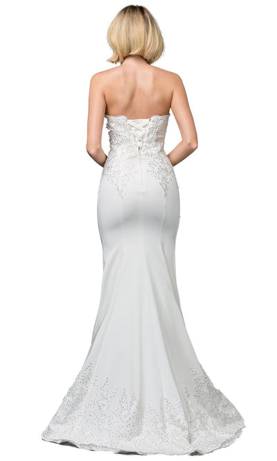Dancing Queen - 136 Embellished Sweetheart Trumpet Gown In White