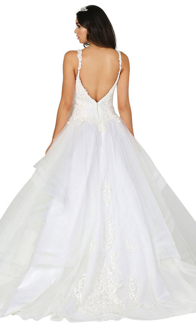 Dancing Queen - 152 Sleeveless Embroidered Bridal Dress In White