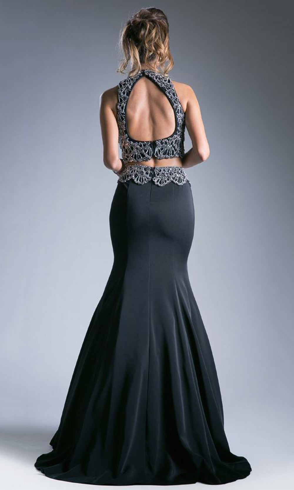 Cinderella Divine - 11574 Two Piece Mermaid Gown In Black