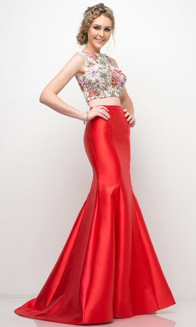 Cinderella Divine - 12013 Laser Cut Lace Mermaid Gown In Red