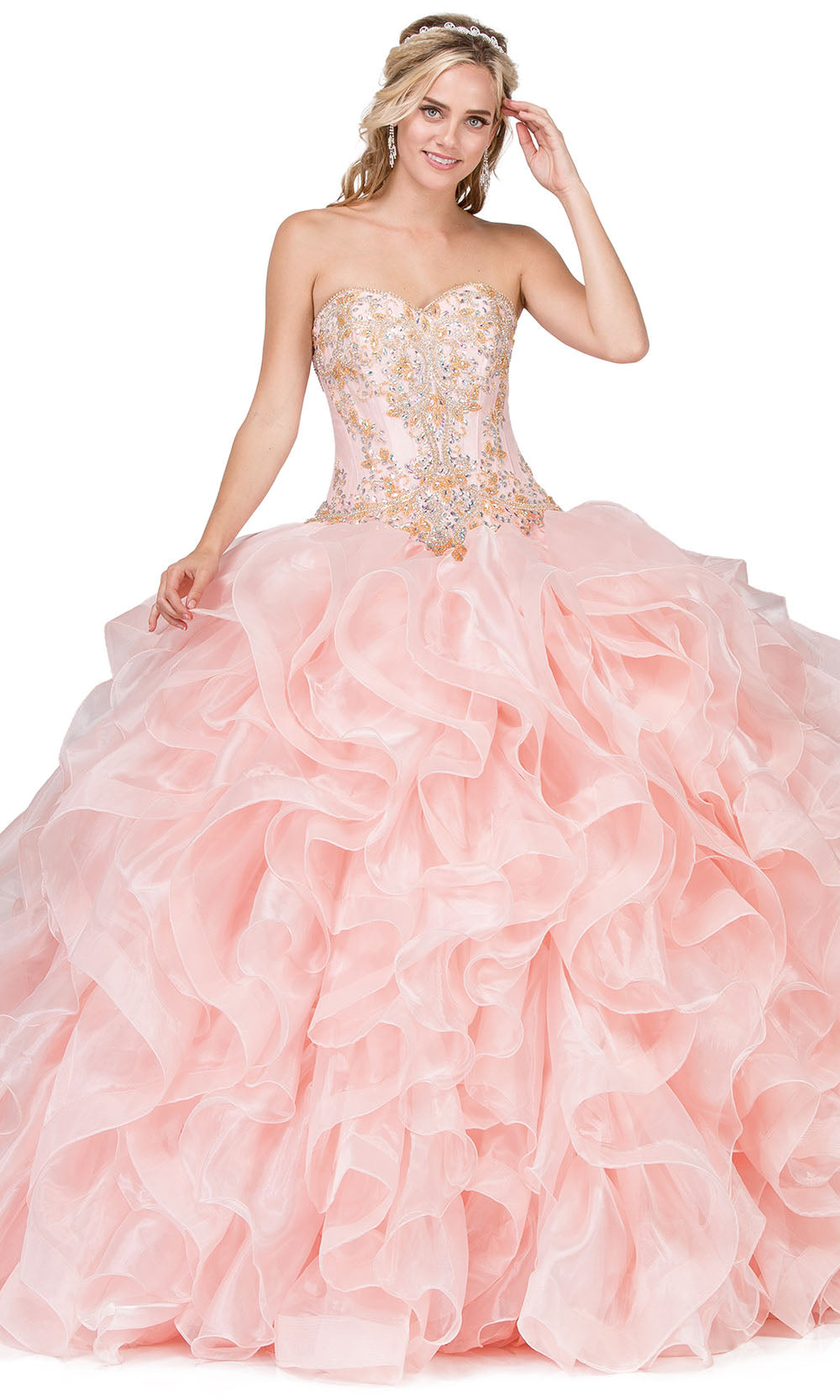 Dancing Queen - 1250 Strapless Jeweled Corset Bodice Ballgown In Pink