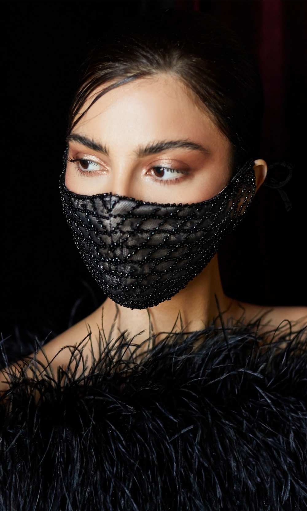 Black Sequin Beaded Masks
