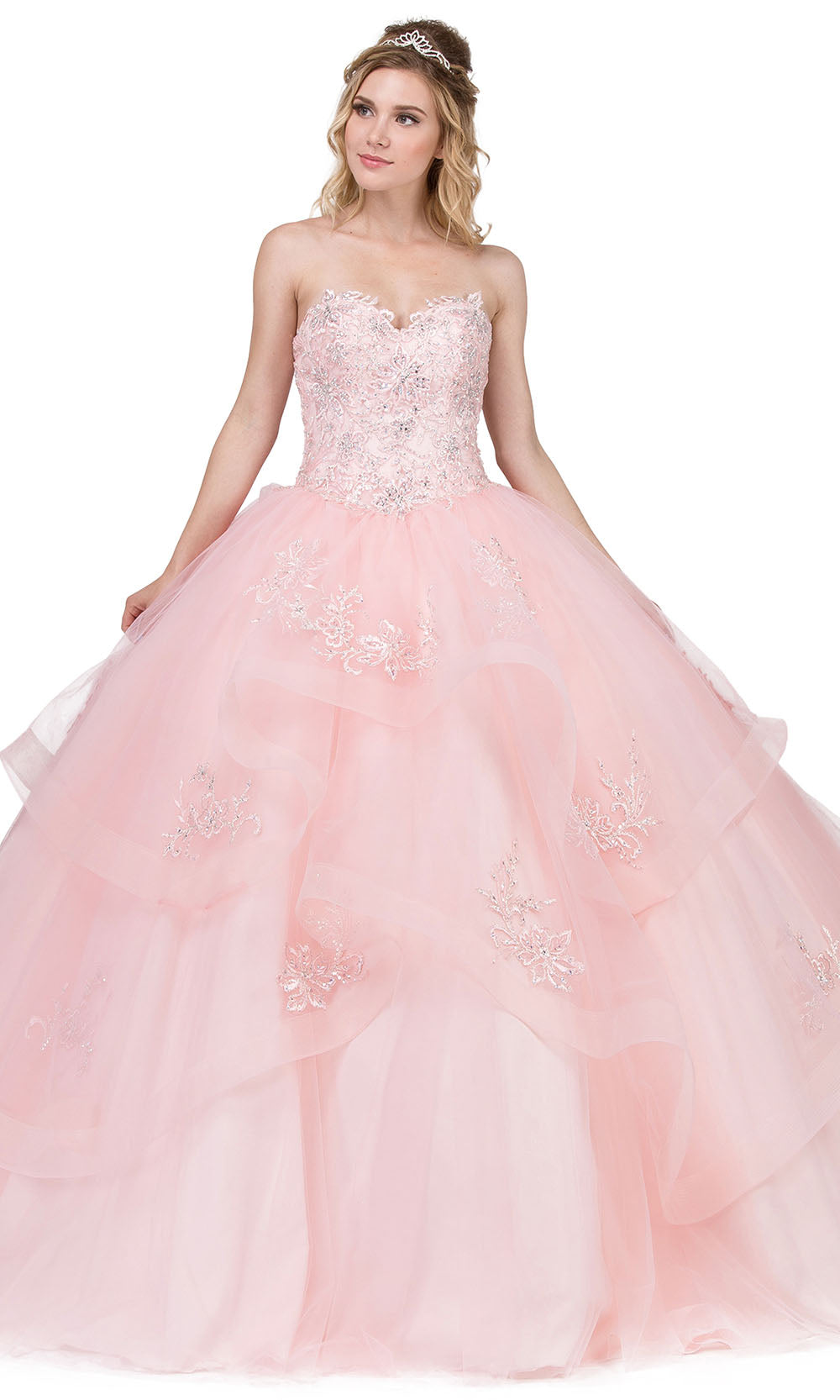 Dancing Queen - 1328 Sweetheart Embellished Ballgown In Pink