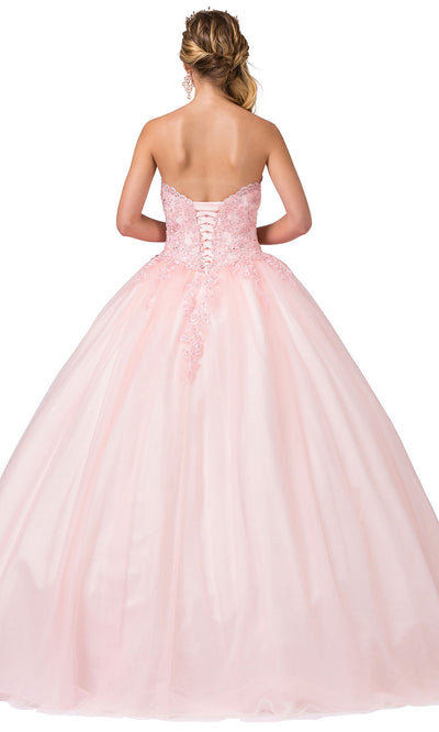 Dancing Queen - 1337 Strapless Beaded Applique Ballgown In Pink