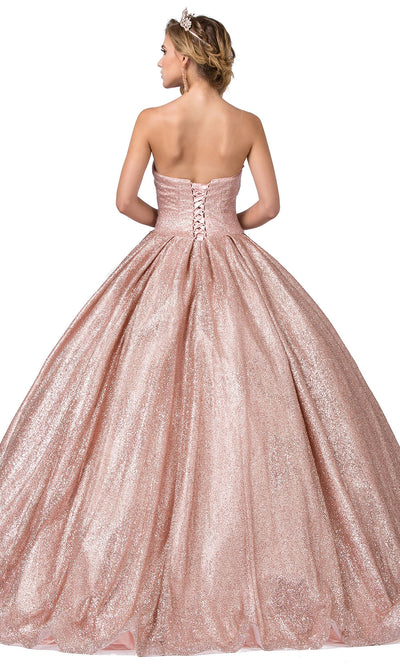 Dancing Queen - 1341 Strapless Glitter Sweetheart Ballgown In Pink