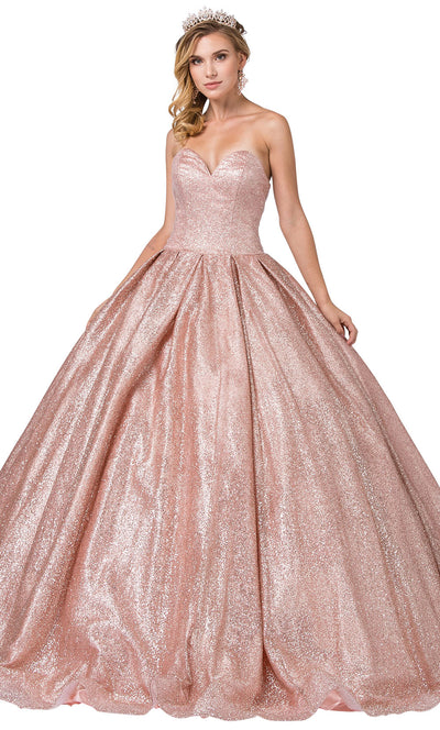 Dancing Queen - 1341 Strapless Glitter Sweetheart Ballgown In Pink