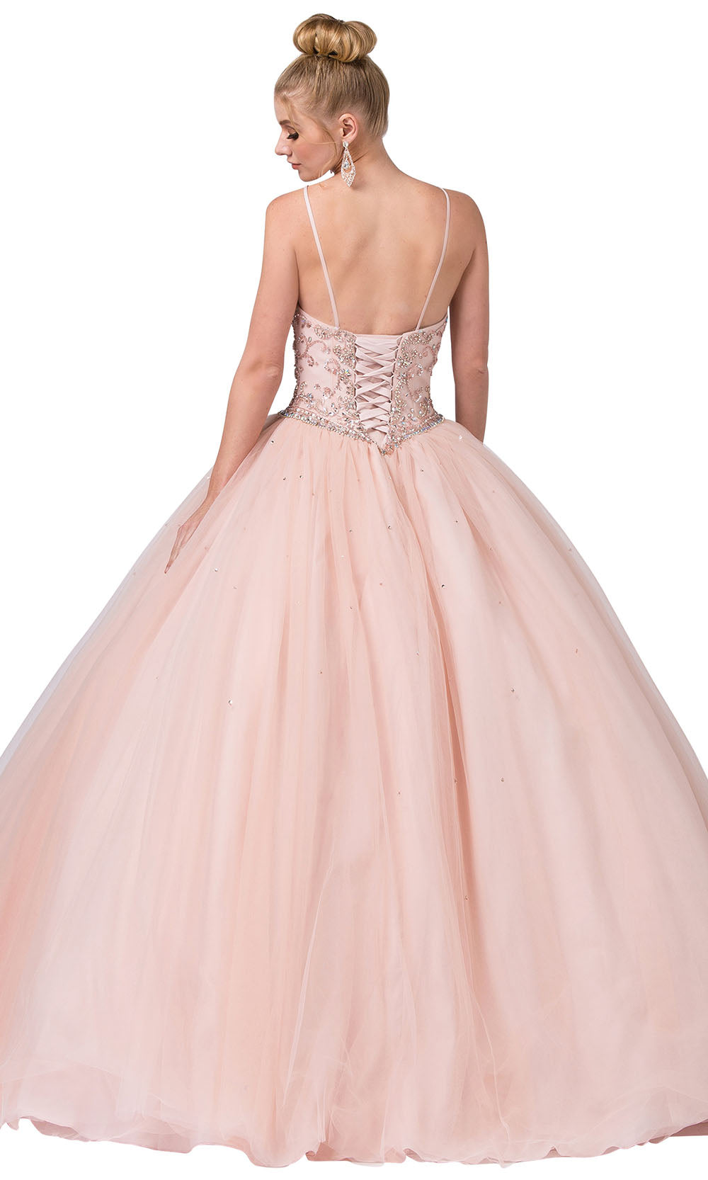 Dancing Queen - 1349 Thin Strapped Halter Ballgown In Pink