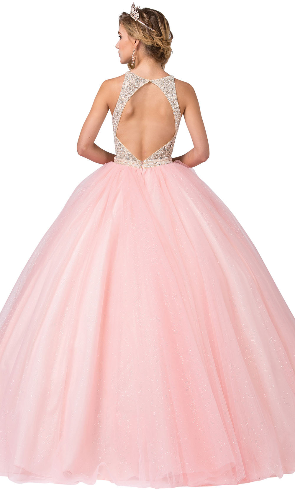 Dancing Queen - 1350 Jewel Accented Cutout Back Ballgown In Pink