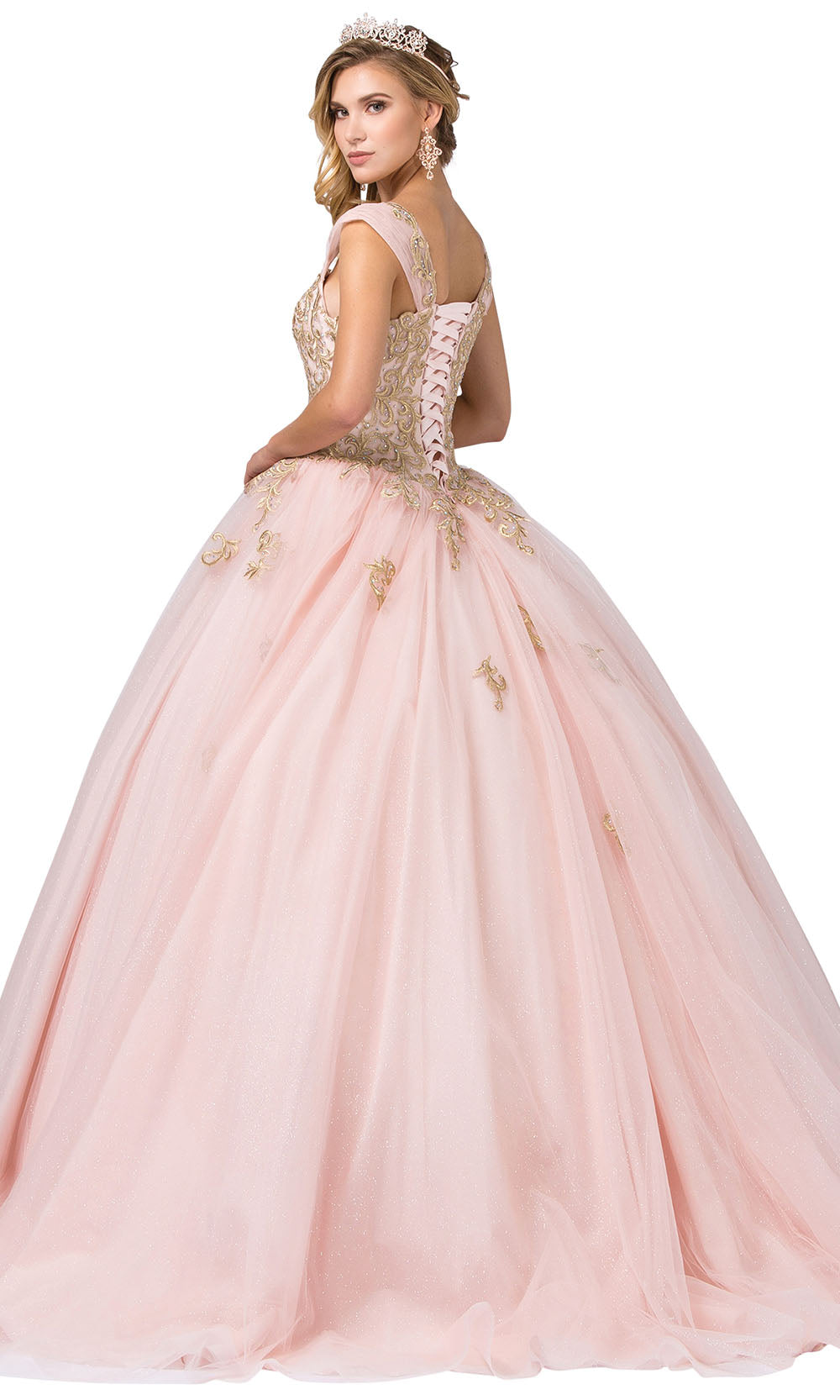 Dancing Queen - 1381 Royal Embroidery Tulle Ballgown In Pink