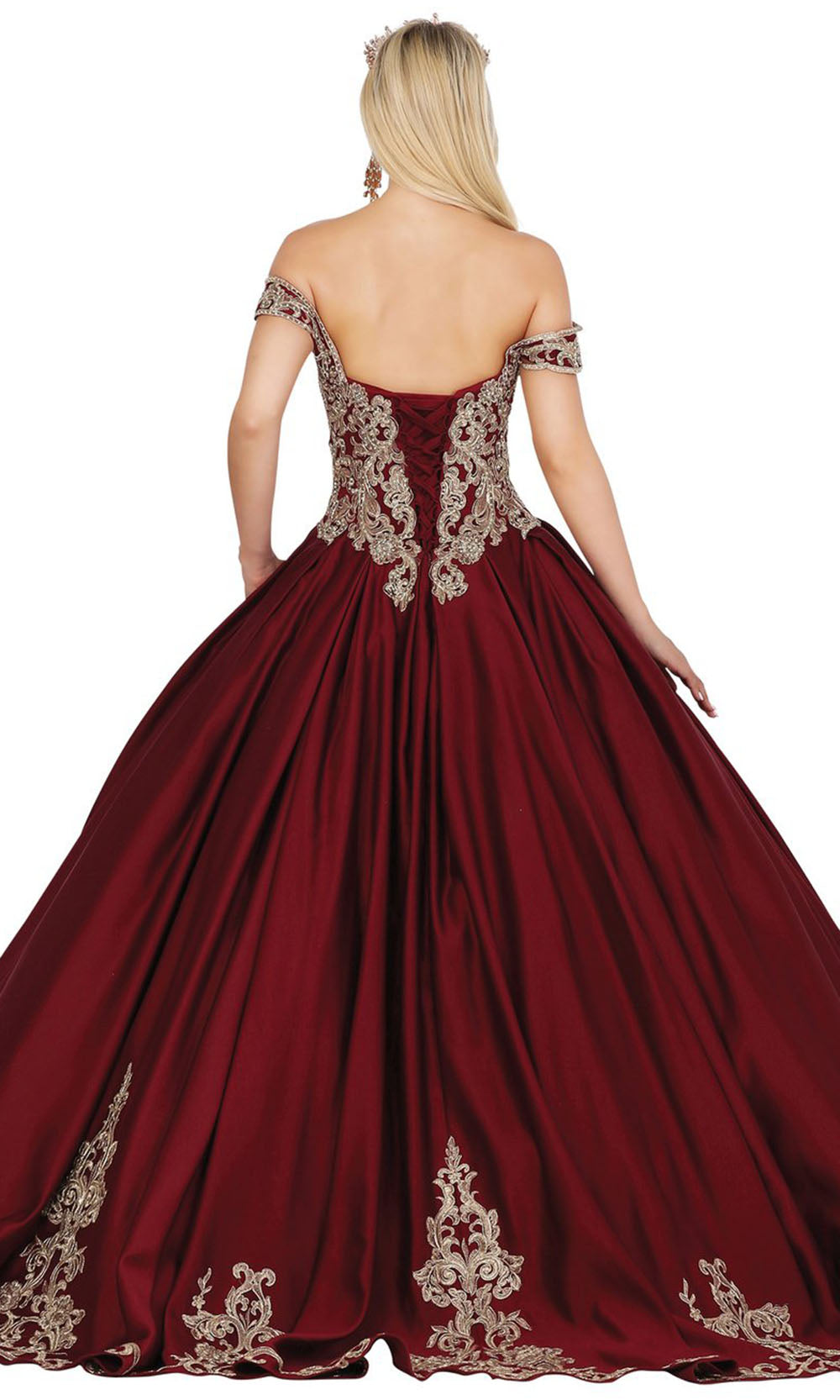 Dancing Queen - 1498 Embroidered Fit And Flare Ballgown In Red