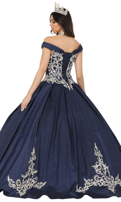 Dancing Queen - 1507 Embroidered Glittery Ballgown In Blue and Silver