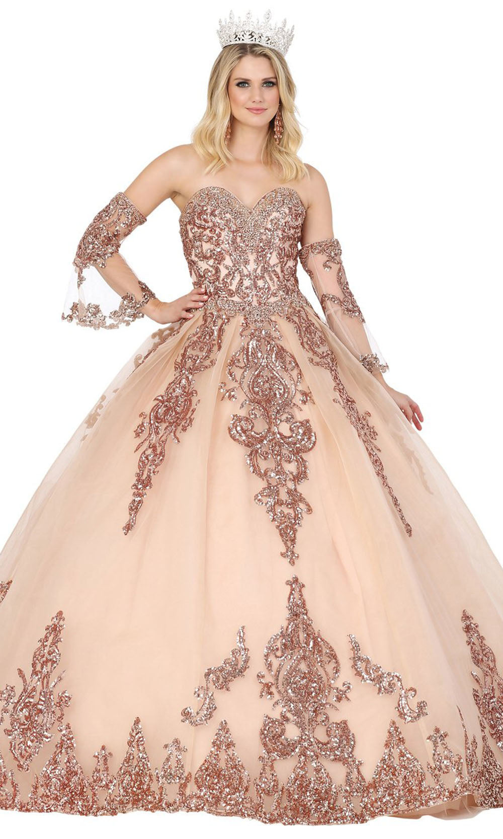Dancing Queen - 1512 Embroidered Sweetheart Ballgown In Pink