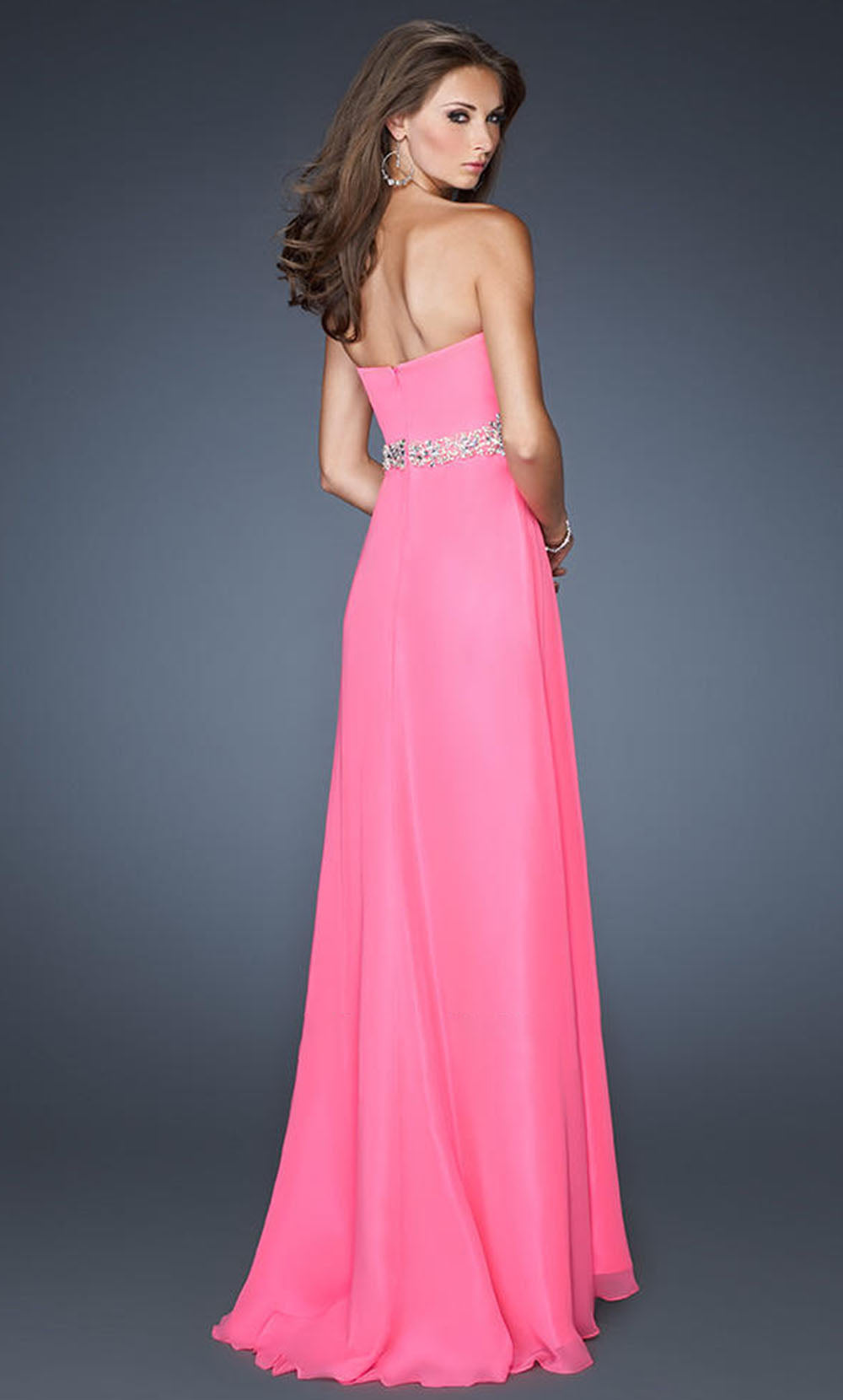 La Femme - 19012 Strapless Sweetheart Gathered A-Line Gown In Pink
