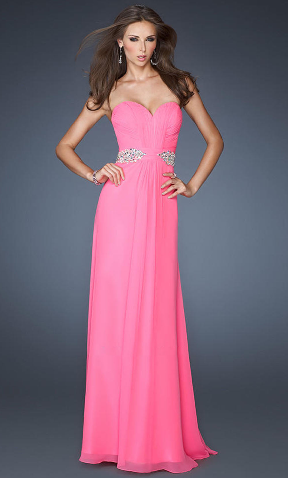 La Femme - 19012 Strapless Sweetheart Gathered A-Line Gown In Pink