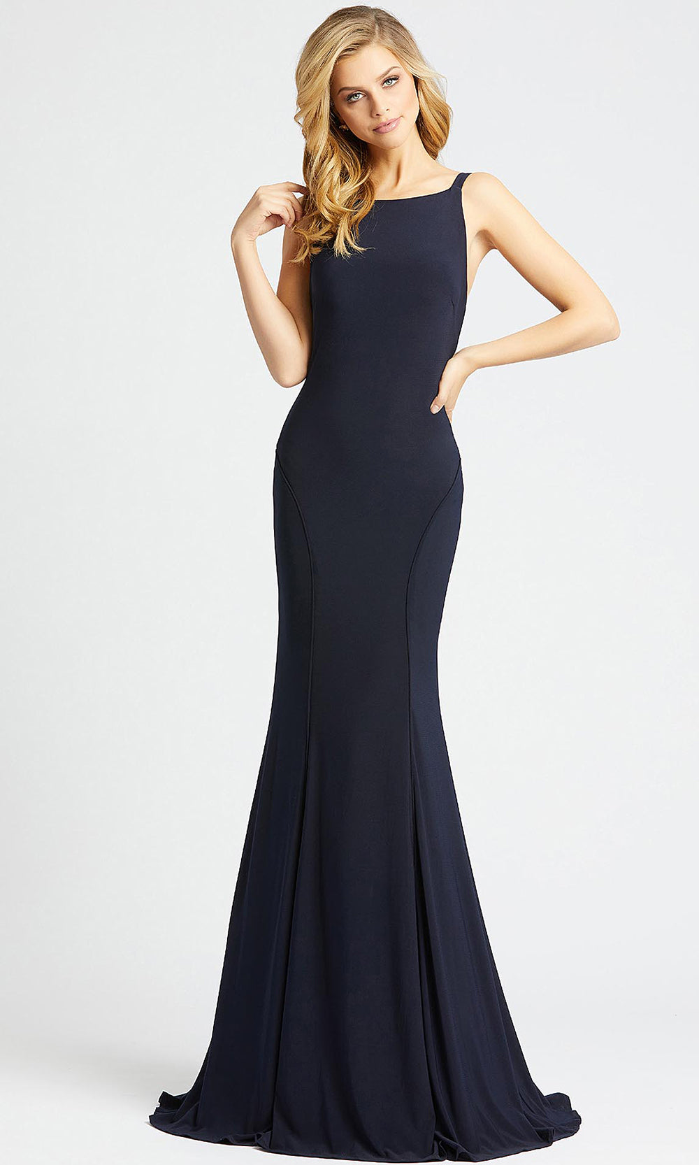 Mac Duggal - 25220L Backless Stretch Jersey Evening Gown In Blue