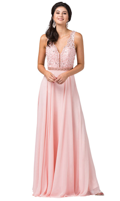 Dancing Queen - 2552 Scalloped Embroidered A-Line Dress In Pink