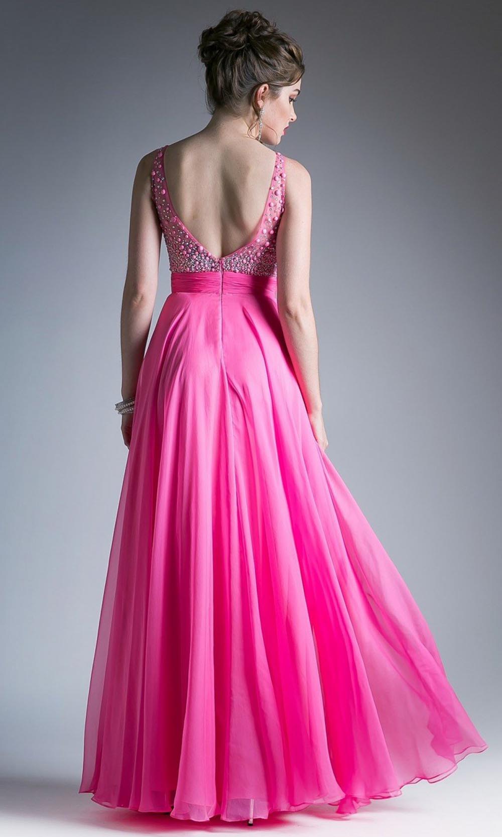 Ladivine - C255 Fully Beaded Bodice A-Line Gown In Pink