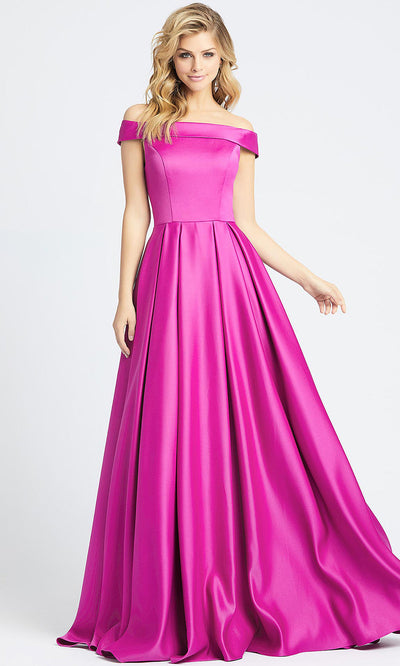 Mac Duggal - 25669L Off Shoulder Vibrant Satin A-Line Gown In Pink