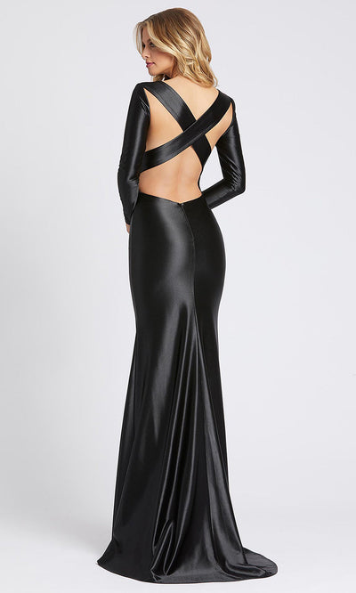 Mac Duggal - 26169I Cross Strapped Open Back Fitted Gown In Black