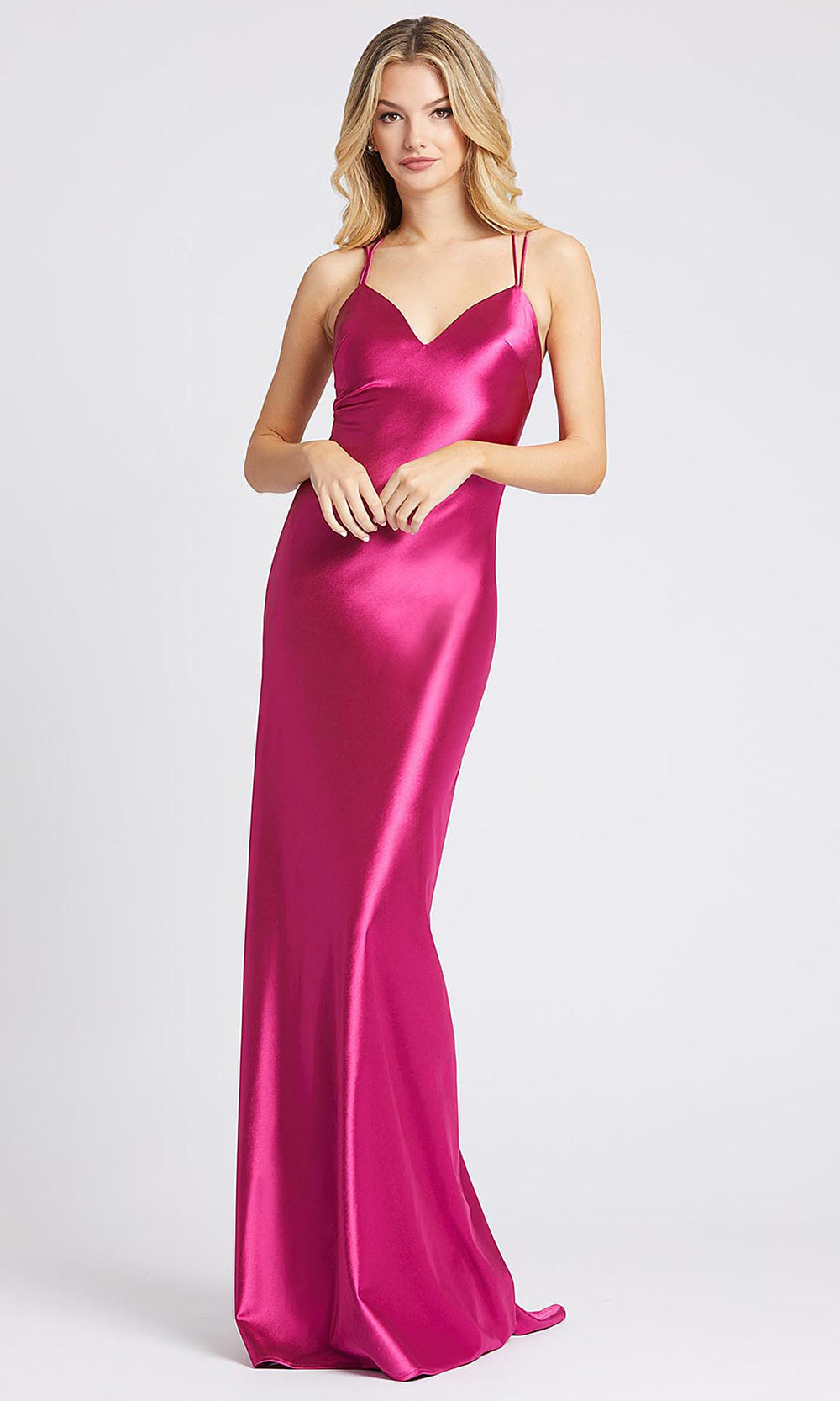 Mac Duggal - 26263I Strappy V-Neck Sheath Evening Dress In Pink