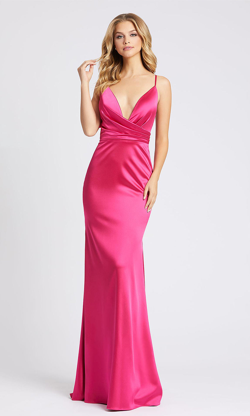 Mac Duggal - 26264I Plunged V Neck Evening Gown With Train In Pink