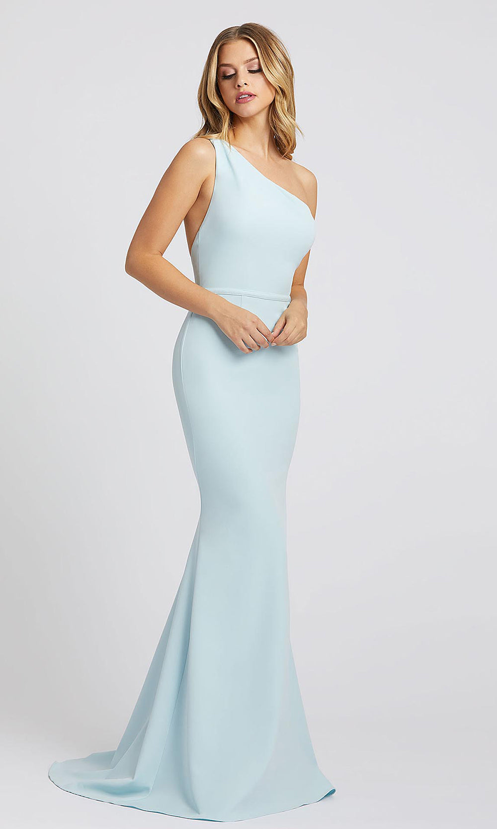 Mac Duggal - 26266I Asymmetrical Bodice Long Mermaid Dress In Blue