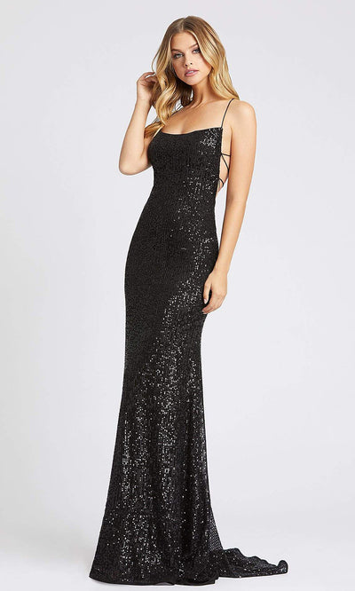 Mac Duggal - 26269I Open Back Fitted Sequin Evening Gown In Black