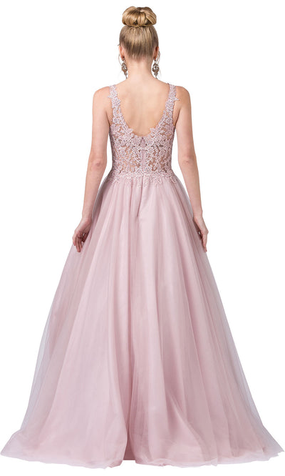 Dancing Queen - 2626 Sleeveless Embroidered Bodice A-Line Dress In Pink