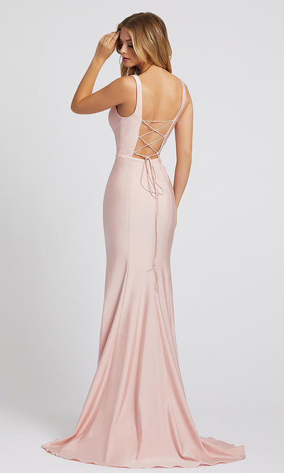 Mac Duggal - 26273I Deep V Neck Trumpet Dress With Train In Pink