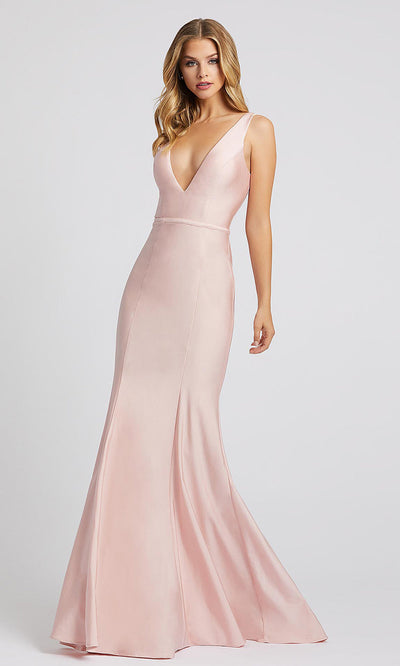 Mac Duggal - 26273I Deep V Neck Trumpet Dress With Train In Pink