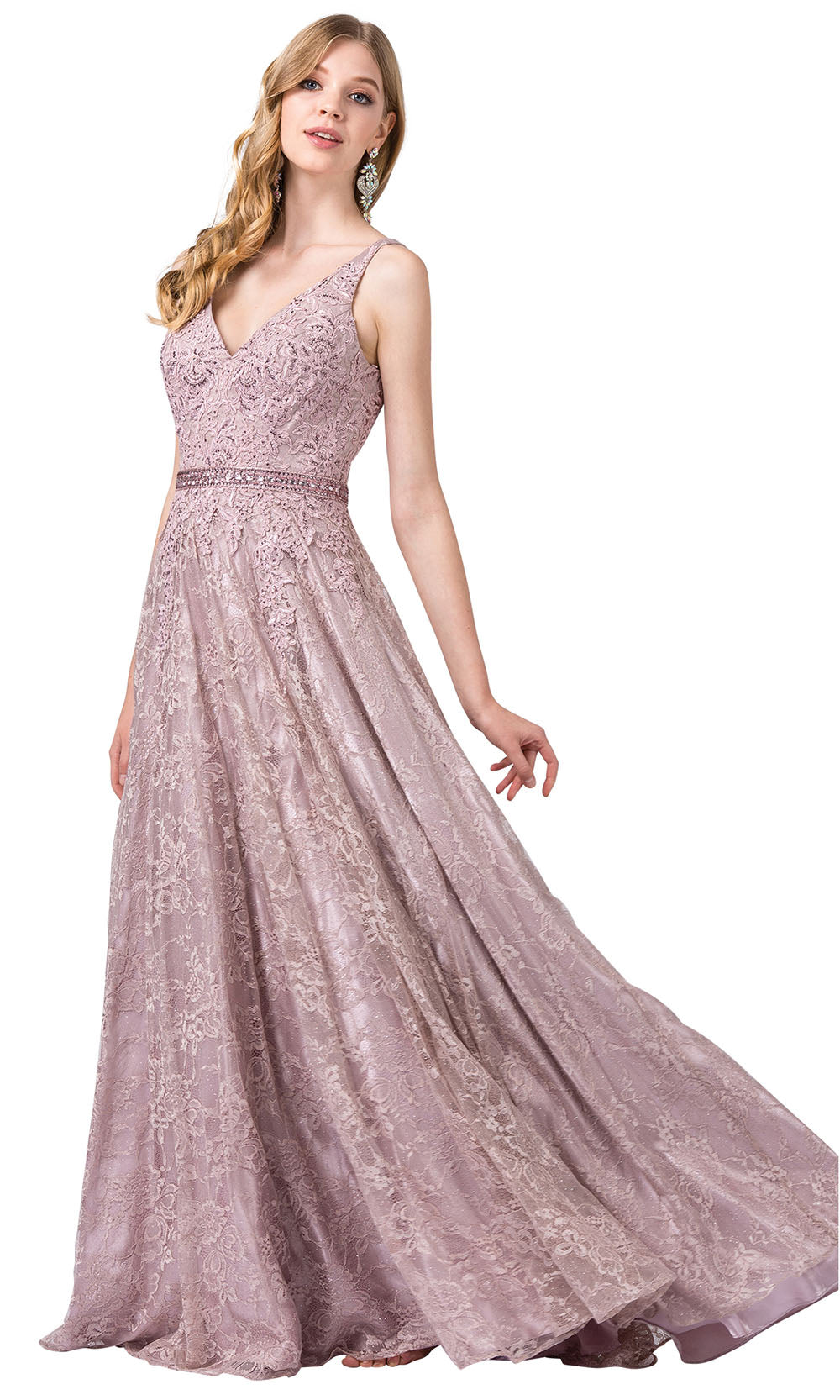 Dancing Queen - 2646 Floral Embroidered A-Line Prom Dress In Purple