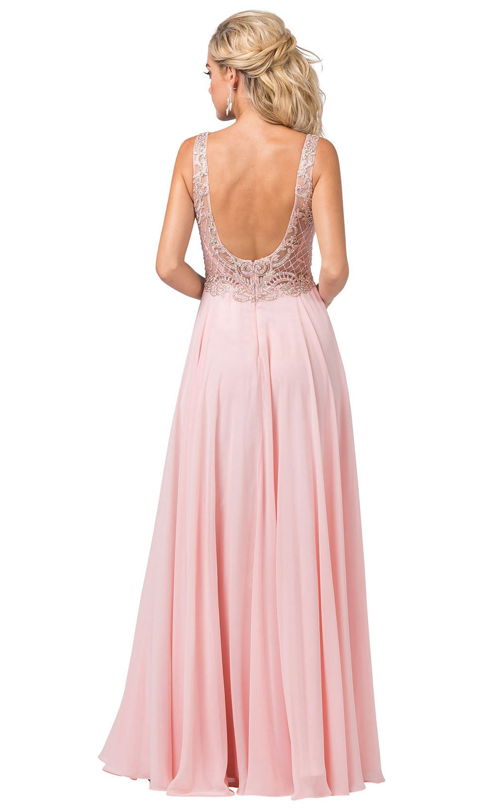 Dancing Queen - 2647 Jeweled Applique A-Line Dress In Pink