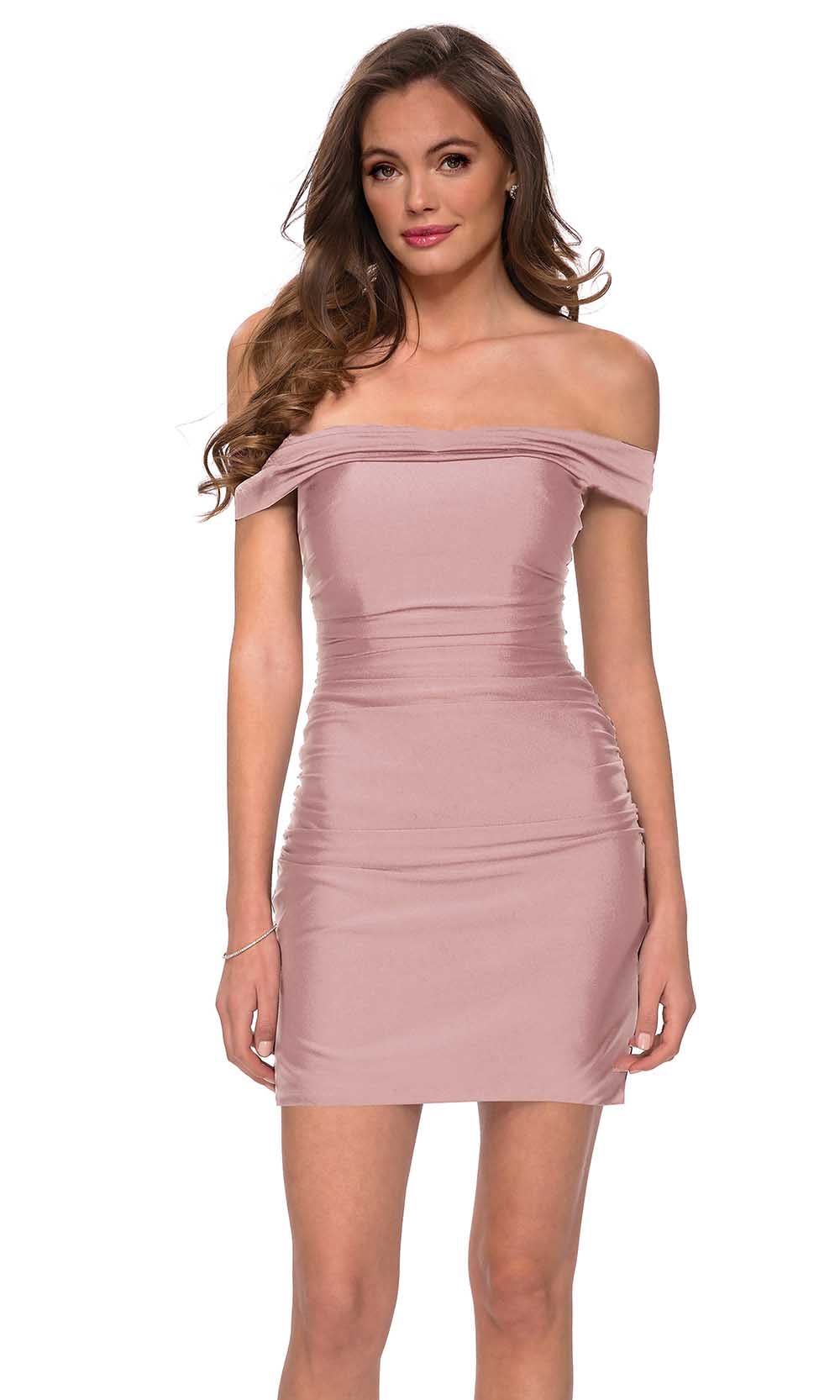La Femme - 29268 Jersey Off Shoulder Short Dress In Mauve