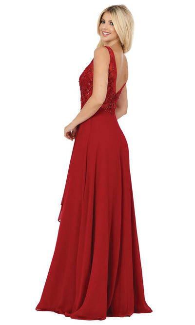 Dancing Queen - 2953 Embellished Bateau A-Line Dress In Red