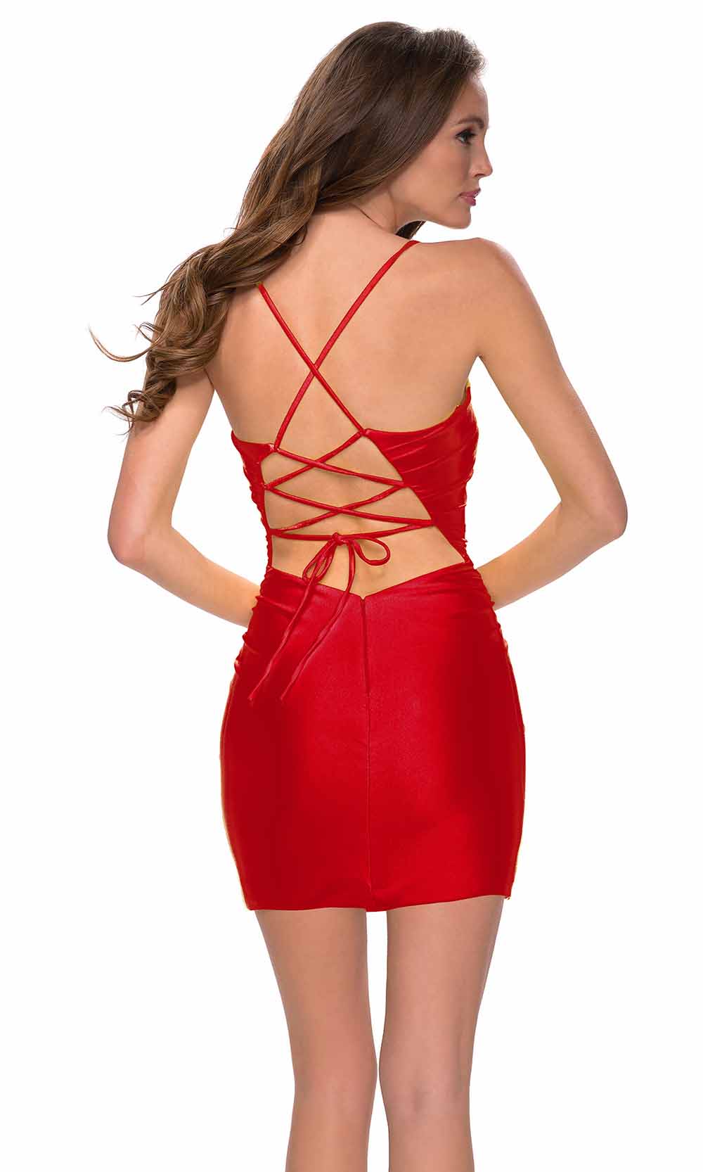 La Femme - 29563 Strappy Scoop Neck Cocktail Dress In Red