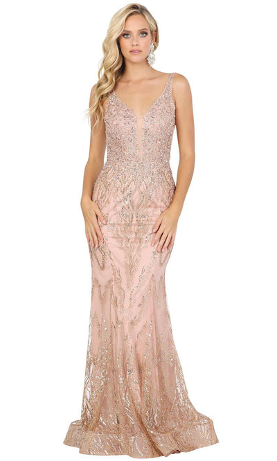 Dancing Queen - 2963 Appliqued Glitter Print Mermaid Dress In Pink