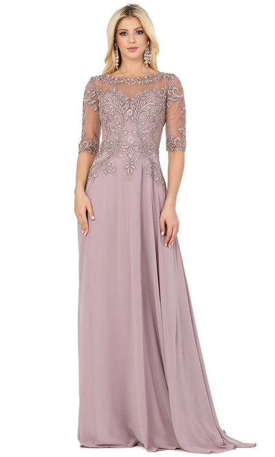 Dancing Queen - 2980 Embroidered Bateau Neck Gown In Brown