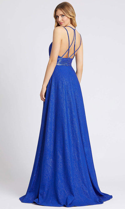 Mac Duggal - 30661A Beaded Deep V Neck Gown In Blue