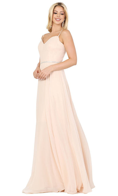 Dancing Queen - 4030 Sleeveless Sweetheart Neck Flowy A-Line Gown In Champagne & Gold
