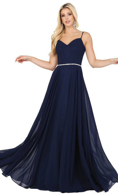 Dancing Queen - 4030 Sleeveless Sweetheart Neck Flowy A-Line Gown In Blue